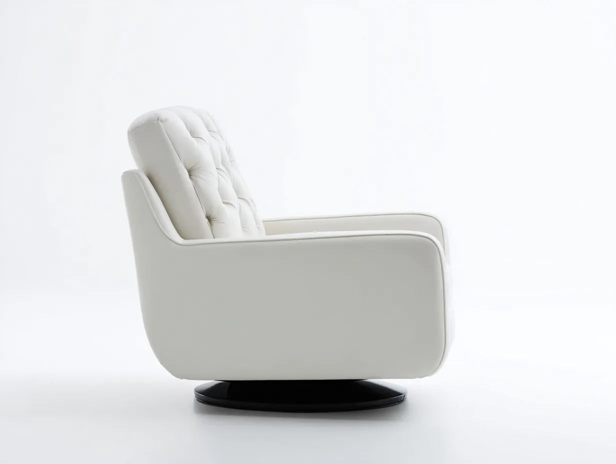 Silla de Relax giratoria acolchada 91x85x93 cm - blanco y base negra - estilo clásico para salón