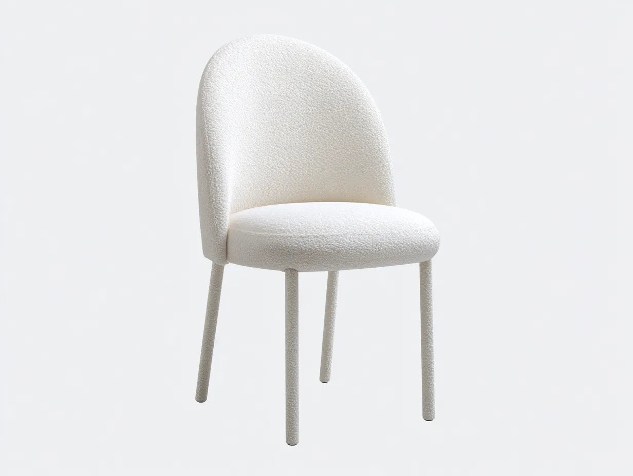 Silla de Comedor tapizada bouclé 52x55x82 cm - crema - respaldo arqueado para comedor