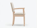Silla de Comedor de madera clara 55x54x84 cm - beige y roble - respaldo tapizado con brazos