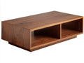 Mesa de Centro baja 115x58x32 cm - madera nogal - huecos frontales para salón