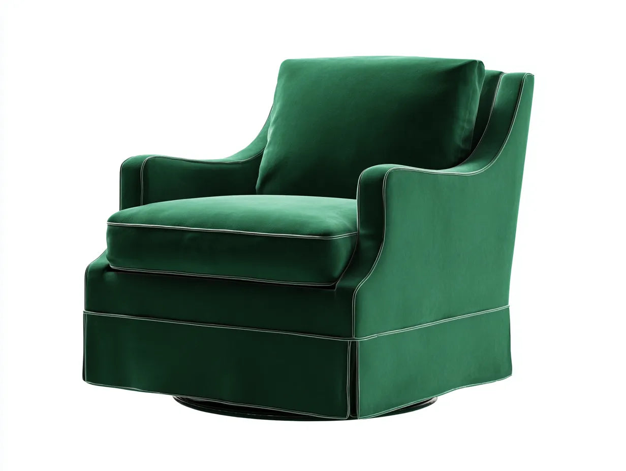 Silla de Relax giratoria tapizada 92x88x90 cm - verde esmeralda - con base oculta para salón