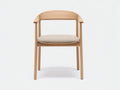 Silla de Comedor de roble con respaldo arqueado 58x55x79 cm - madera clara y beige - con brazos