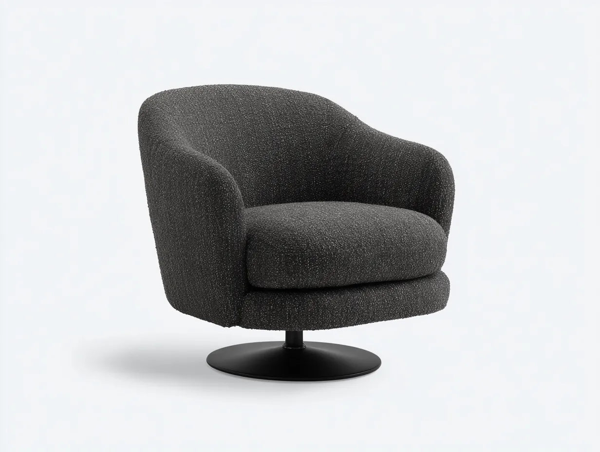 Silla de Relax giratoria con pedestal 84x82x81 cm - gris carbón y negro - diseño moderno para salón