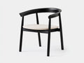 Silla de Comedor negra con asiento beige 57x56x77 cm - madera curvada - brazos semicirculares