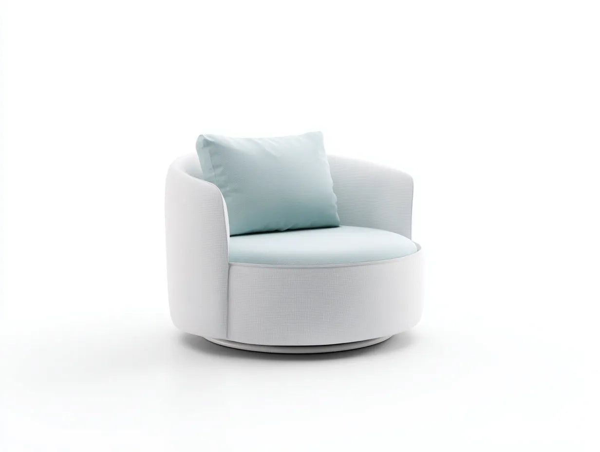 Silla de Relax giratoria redondeada 91x86x76 cm - blanco y azul hielo - respaldo bajo para salón