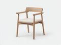 Silla de Comedor de roble con brazos 57x55x78 cm - madera natural y beige - diseño ligero para comedor