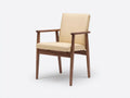Silla de Comedor tapizada con brazos 57x56x86 cm - nogal y beige crema - respaldo alto para comedor