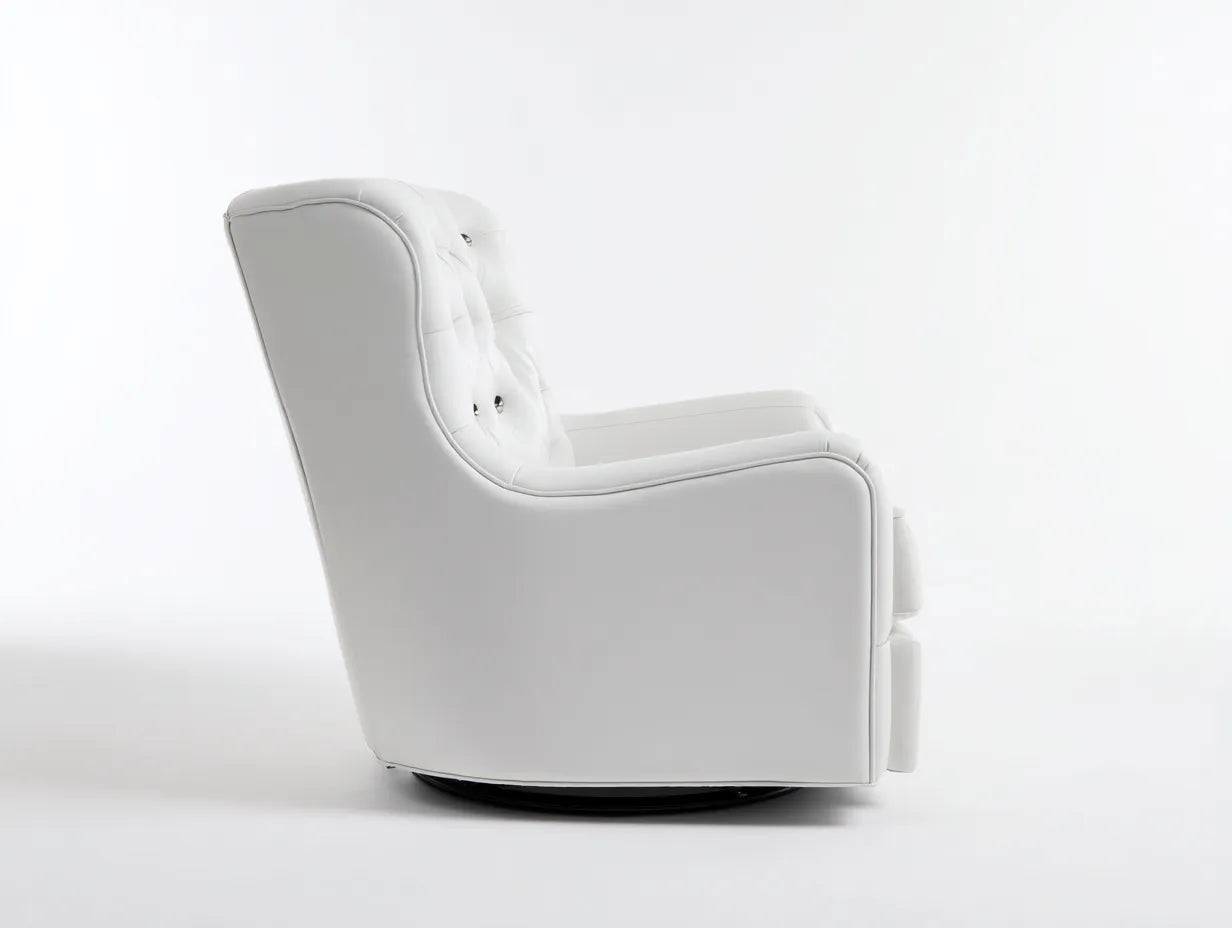 Silla de Relax giratoria de polipiel 90x86x95 cm - blanco y negro - respaldo capitoné para salón
