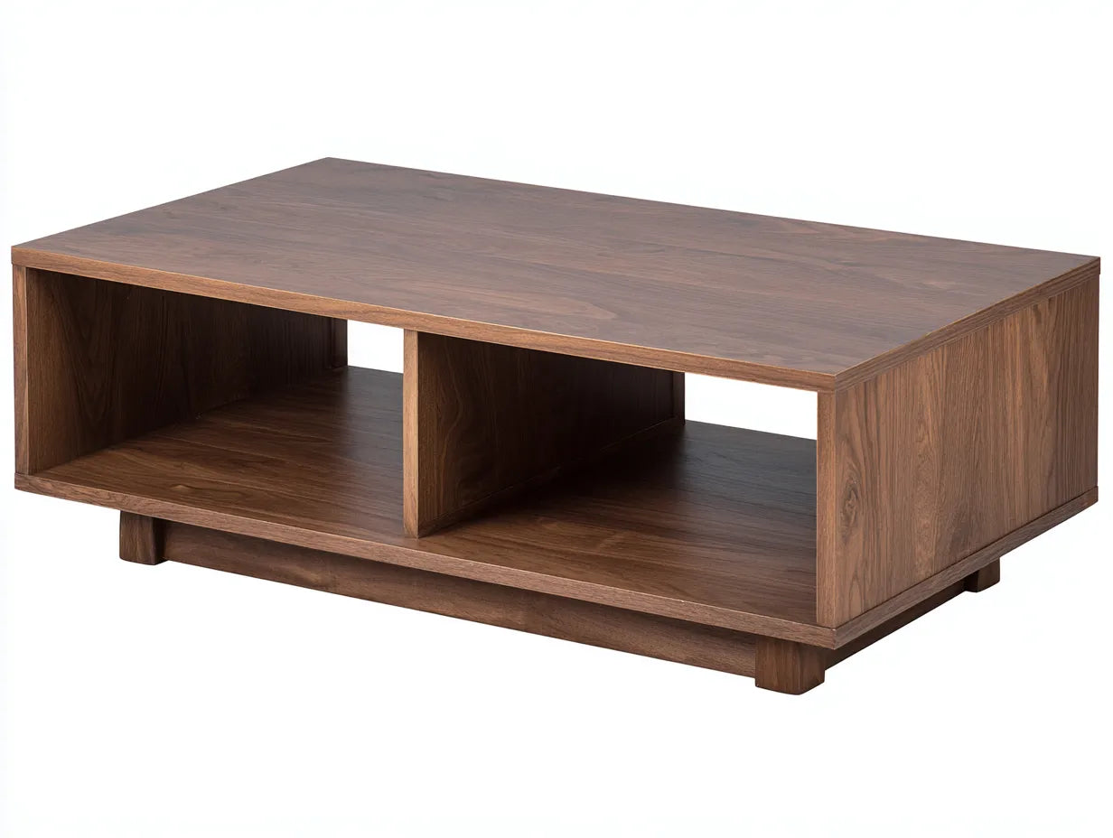 Mesa de Centro rectangular 120x60x35 cm - nogal - almacenamiento abierto para salón