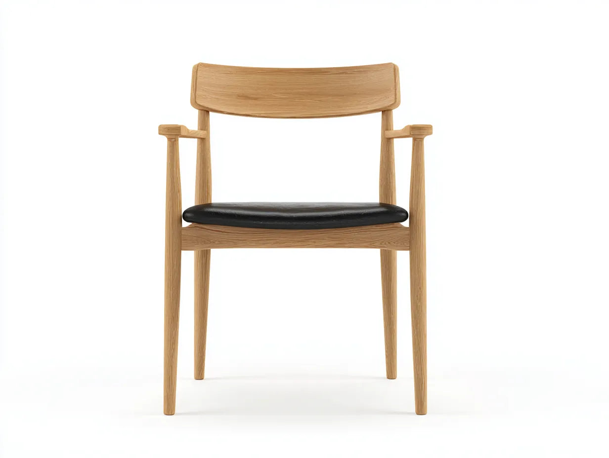 Silla de Comedor de madera maciza 55x53x78 cm - roble natural y negro - asiento acolchado