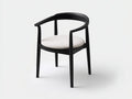 Silla de Comedor negra de respaldo curvo 58x56x77 cm - asiento crema - diseño contemporáneo