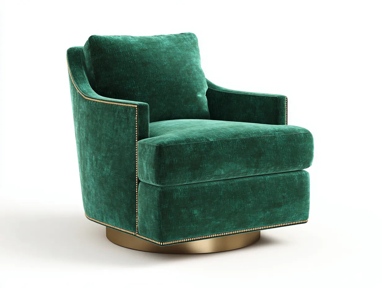 Silla de Relax giratoria de terciopelo 88x86x84 cm - verde azulado y dorado - estilo elegante para salón