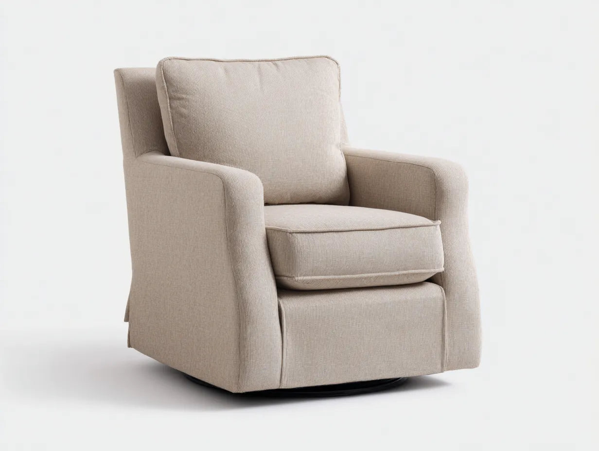 Silla de Relax giratoria de tela 86x84x88 cm - beige arena - diseño acolchado para salón