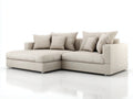 Sofá en Esquina para salón 300x180x84 cm - tejido beige - brazos rectos y chaise longue amplia