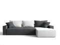 Sofá en Esquina para salón 292x172x82 cm - tejido gris antracita y blanco - chaise longue bicolor de perfil bajo