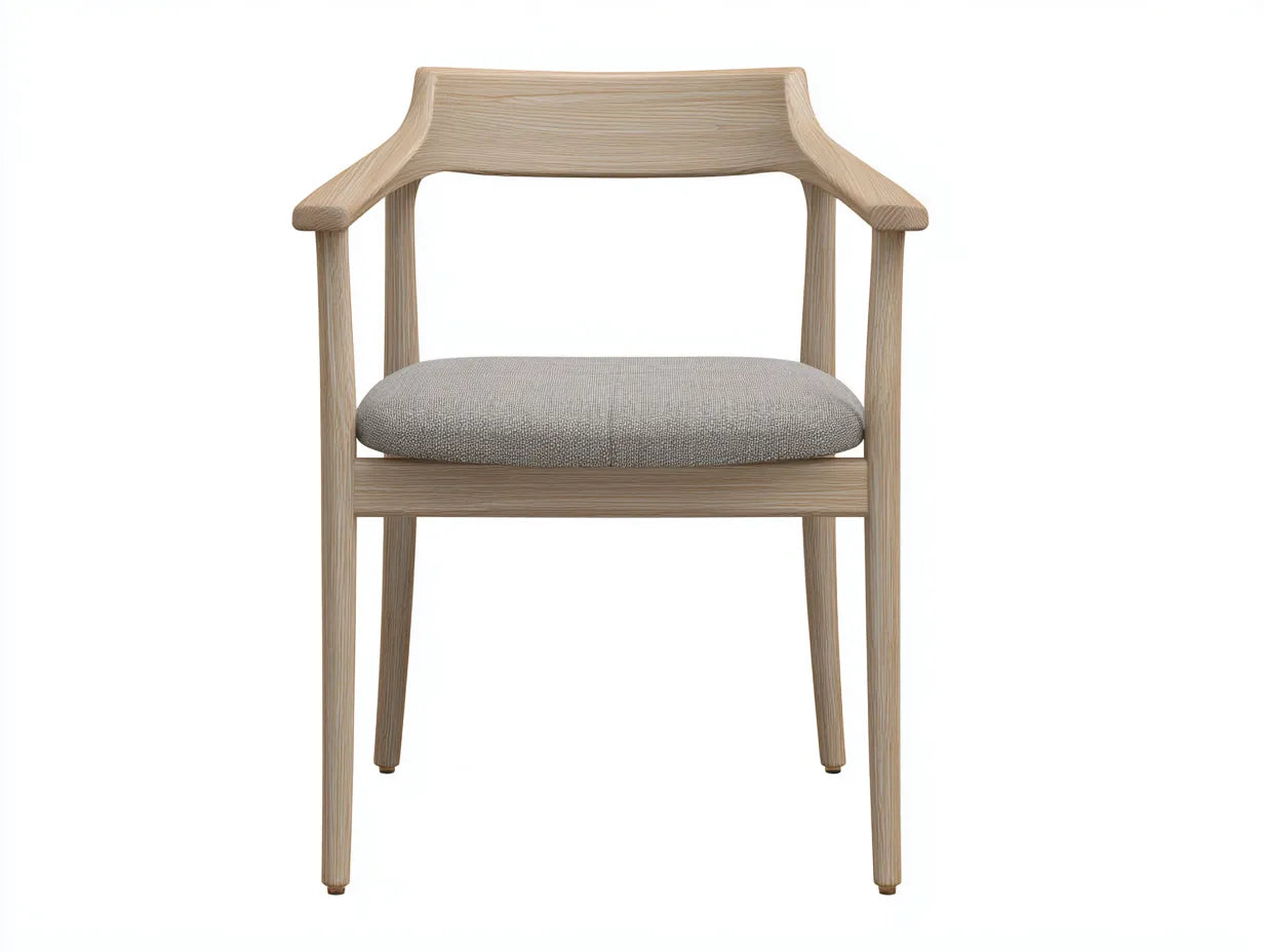 Silla de Comedor de roble claro 58x55x79 cm - gris topo y madera natural - brazos curvos