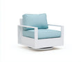 Silla de Relax giratoria con brazos abiertos 94x86x76 cm - blanco y azul claro - diseño geométrico para salón