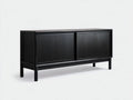 Aparador de Comedor largo 170x42x70 cm - negro mate - 2 puertas correderas de roble texturizado