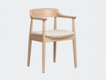 Silla de Comedor curva de madera 56x54x77 cm - roble claro y lino beige - brazos integrados